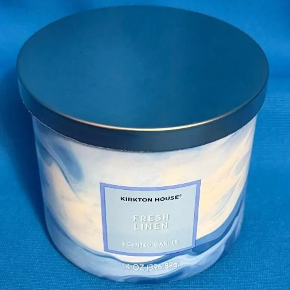 BRAND NEW ~ FRESH LINEN SCENTED CANDLE ~ 3 WICK ~ 14 OZ / 14 OUNCES SIZE